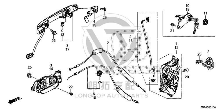 Front Door Lock Mechanism 72150-T0AH0 72150T0AH02 for Honda