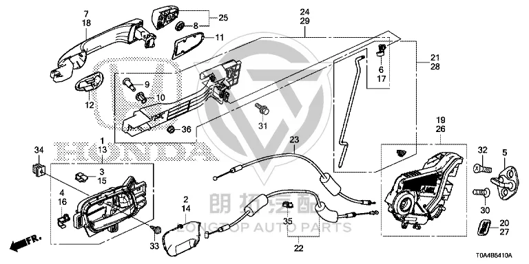 Rear door outside handle (left) 72181-TR0-T21 72181TR0T21 for Honda