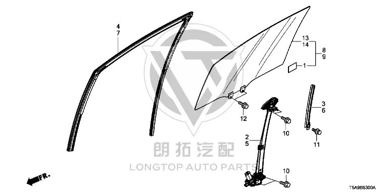 Front Door Window Regulator Assembly 72250-T5P-G01 72250T5PG01 for Honda