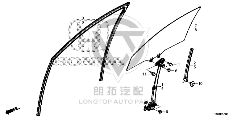 Front Door Glass Regulator Assembly (Right) 72210-TFTH0 72210TFTH01 for Honda