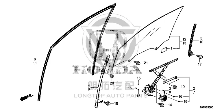 Front Door Window Lift Bracket (Right) 72211-T0T-H01 72211T0TH01 for Honda