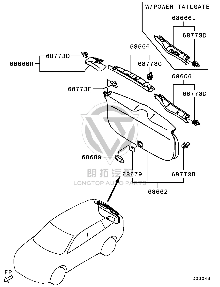 Tailgate Interior Panel (Lower) 7224A-285XA 7224A285XA for Mitsubishi GF7W