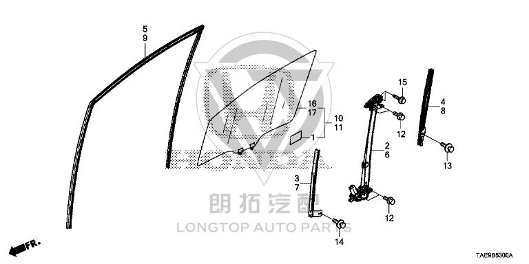 Front Door Window Regulator Assembly 72250-T6A-013 72250T6A013 for Honda