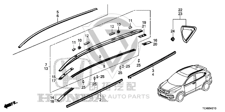 Rear Door Glass Strip Left Outer 72950-T7JH1 72950T7JH1 for Honda