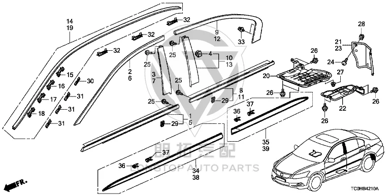 Roof Moulding (Left) 73162-TB0-H01 73162TB0H01 for Honda Accord