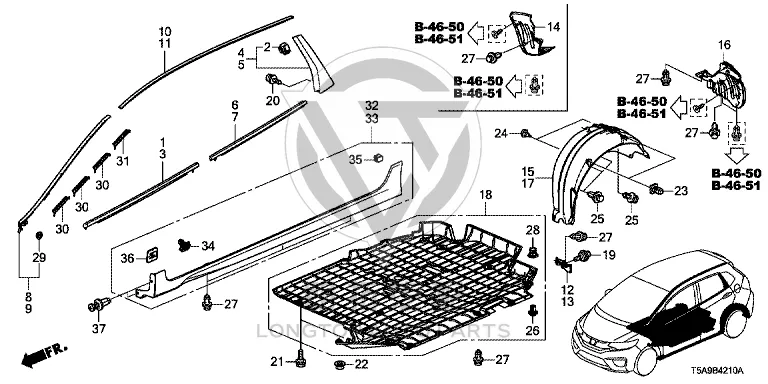 Front Door Glass Strip Left Outer 72450-T5HH0 72450T5HH0 for Honda
