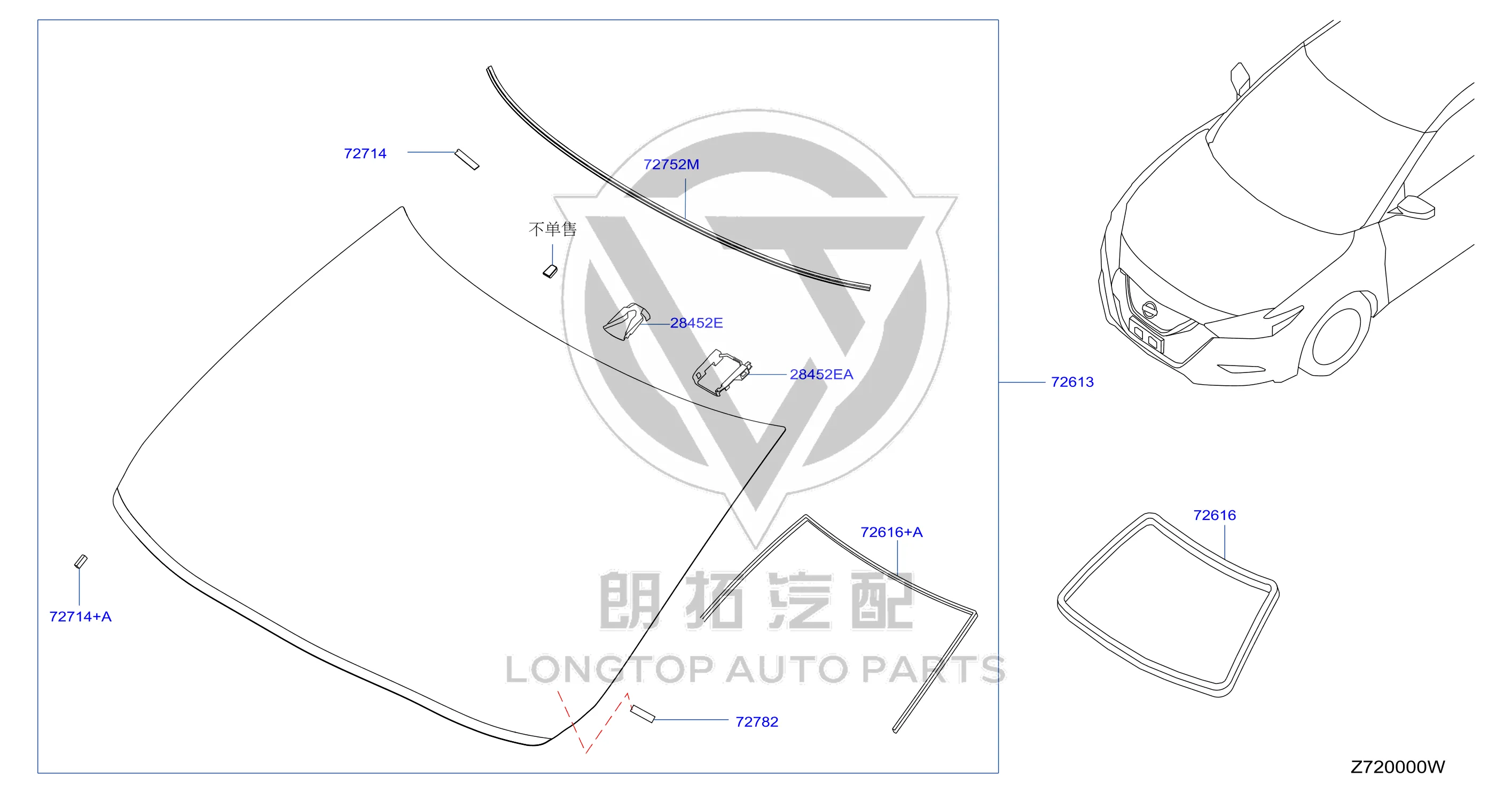 Front windshield 72700-4RK1A 727004RK1A for Nissan