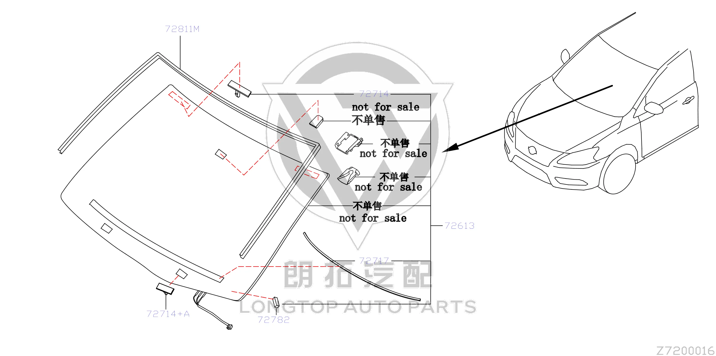 Front Windshield 72700-6LA0C 727006LA0C for Nissan