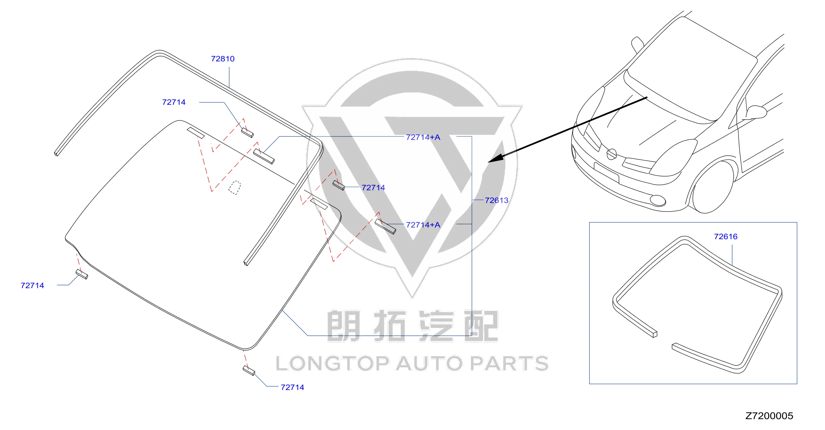 Front windshield 72700-CJ000 72700CJ000 for Nissan
