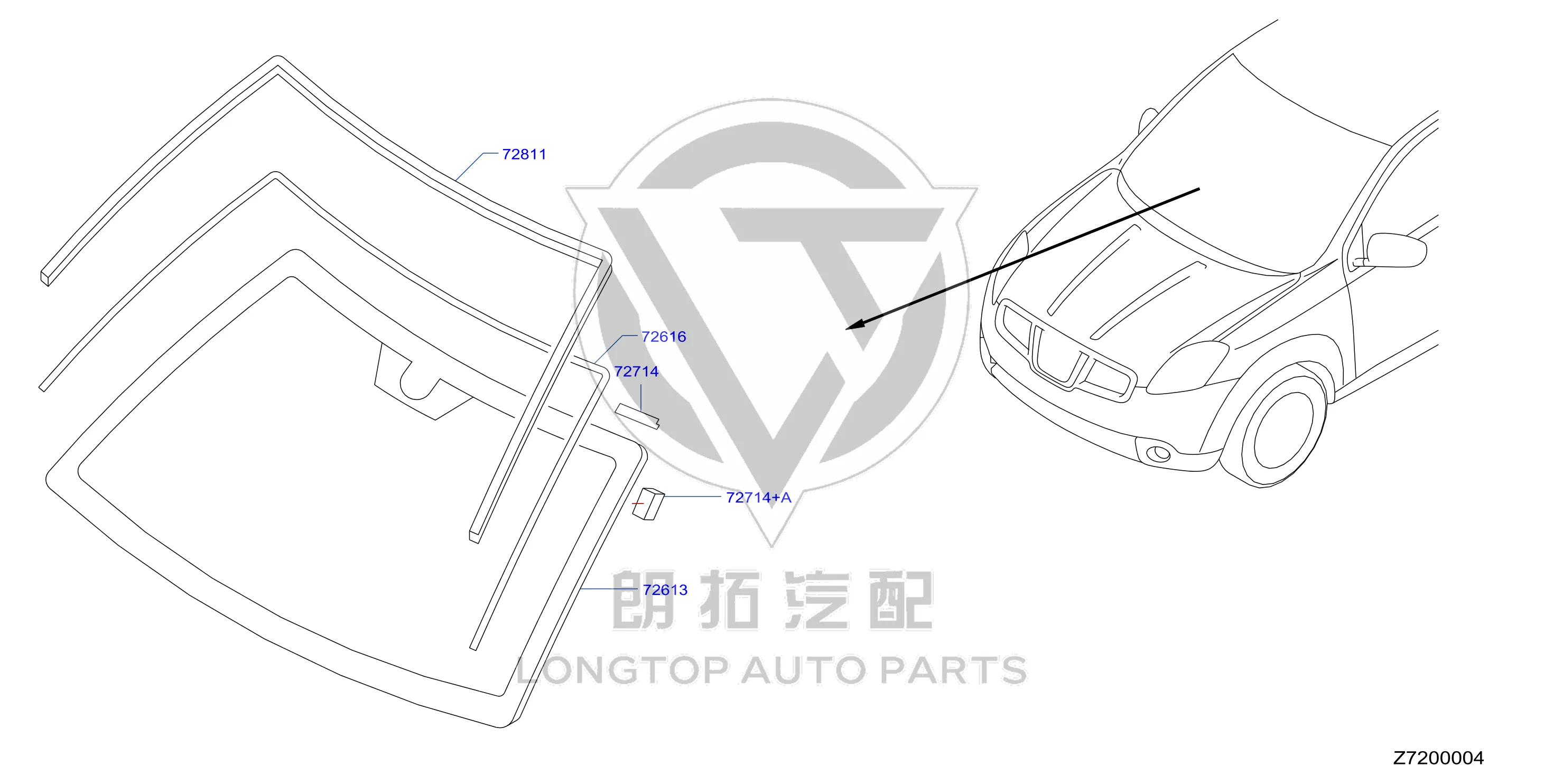 Front Windshield 72700-JE20A 72700JE20A for Nissan