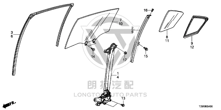 Rear Door Window Regulator Assembly 72710-T2MT-03 72710T2MT03 for Honda