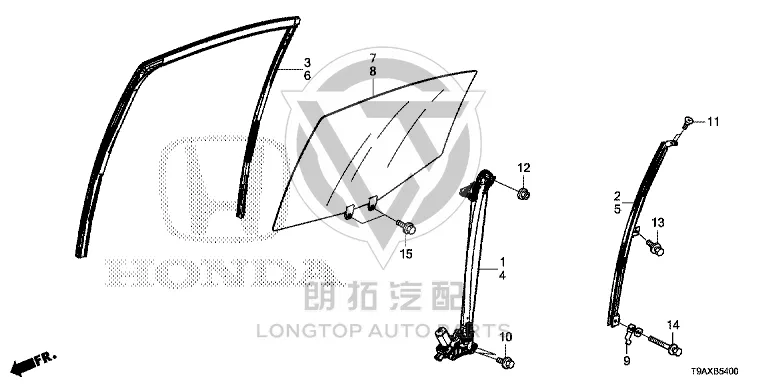 Rear Door Window Regulator Assembly 72710-T9A-T01 72710T9AT01 for Honda