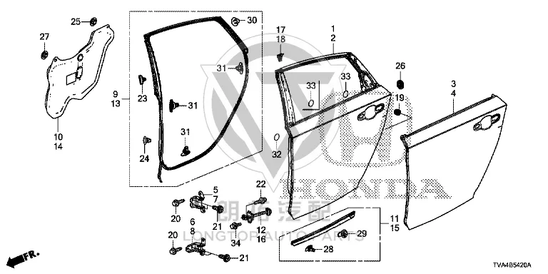 Rear Door Weatherstrip 72810-TVAA02 72810TVAA02 for Honda