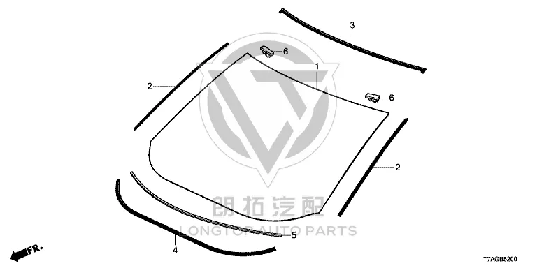 Front windshield 73111-T7J-H01 73111T7JH01 for Honda