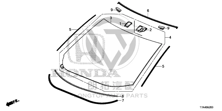 Front Windshield Weatherstrip (Lower) 73151-T7J-H01 73151T7JH01 for Honda