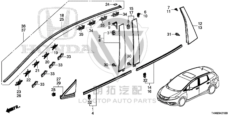 Roof Moulding (Left) 73163-T4R-003 73163T4R003 for Honda