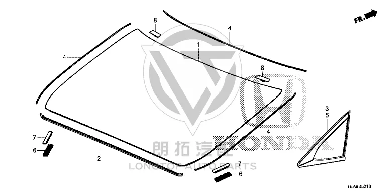 Rear Windshield Seal Strip (Lower) 73227-TEA-003 73227TEA003 for Honda