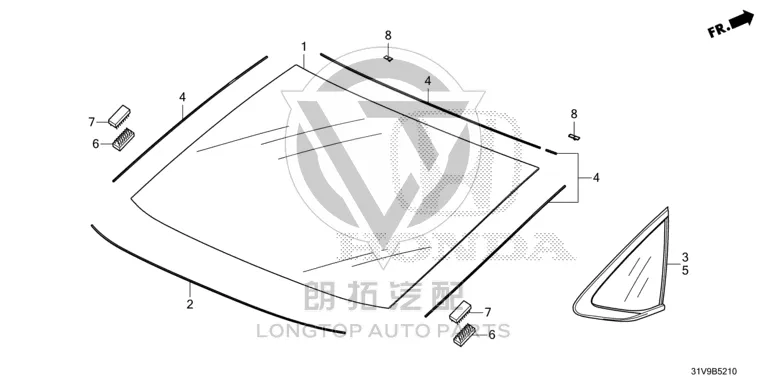 Rear Side Window Glass (Left) 73550-31VH0 7355031VH01 for Honda