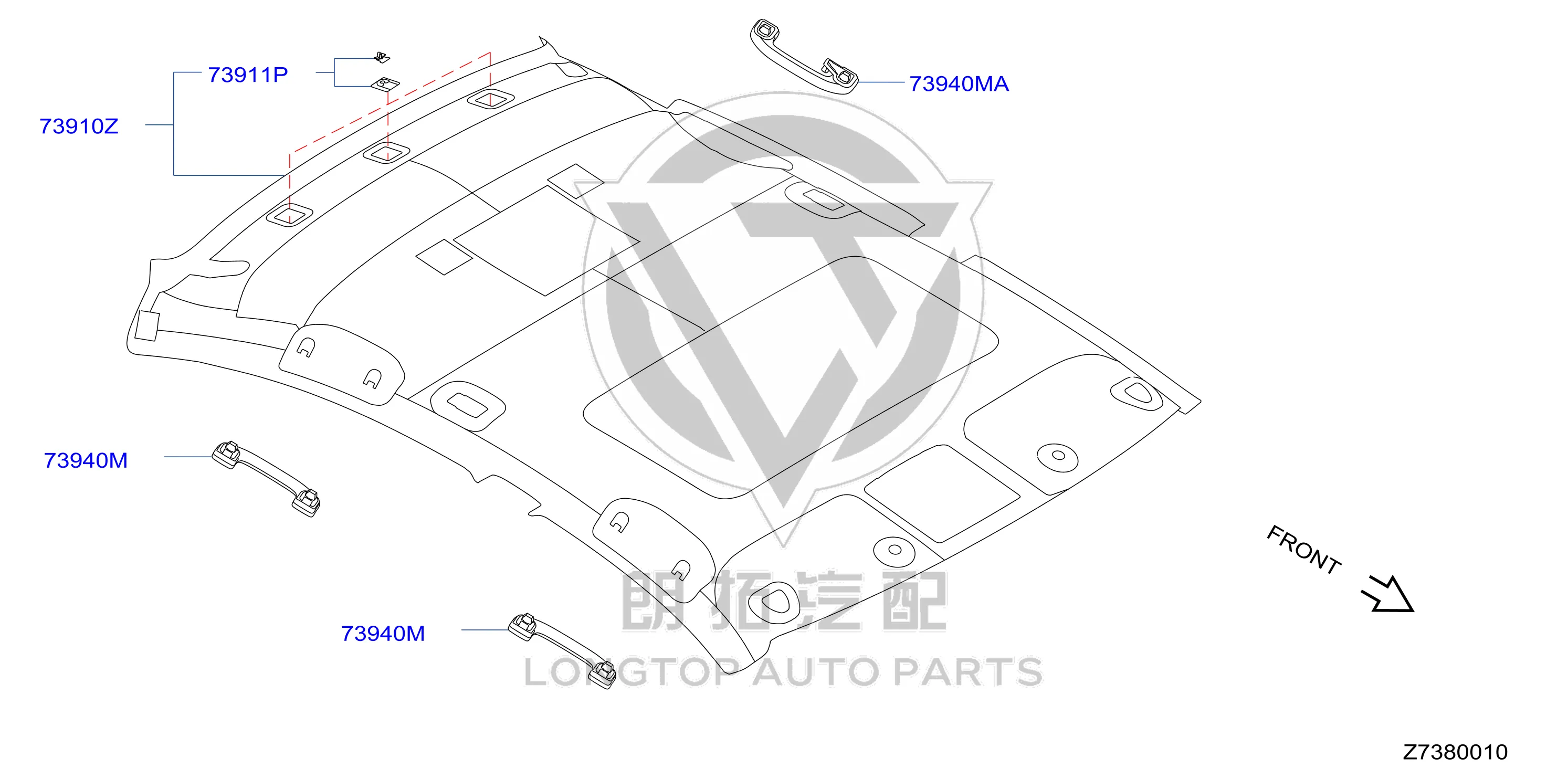 Roof Lining 73910-3TS3A 739103TS3A for Nissan