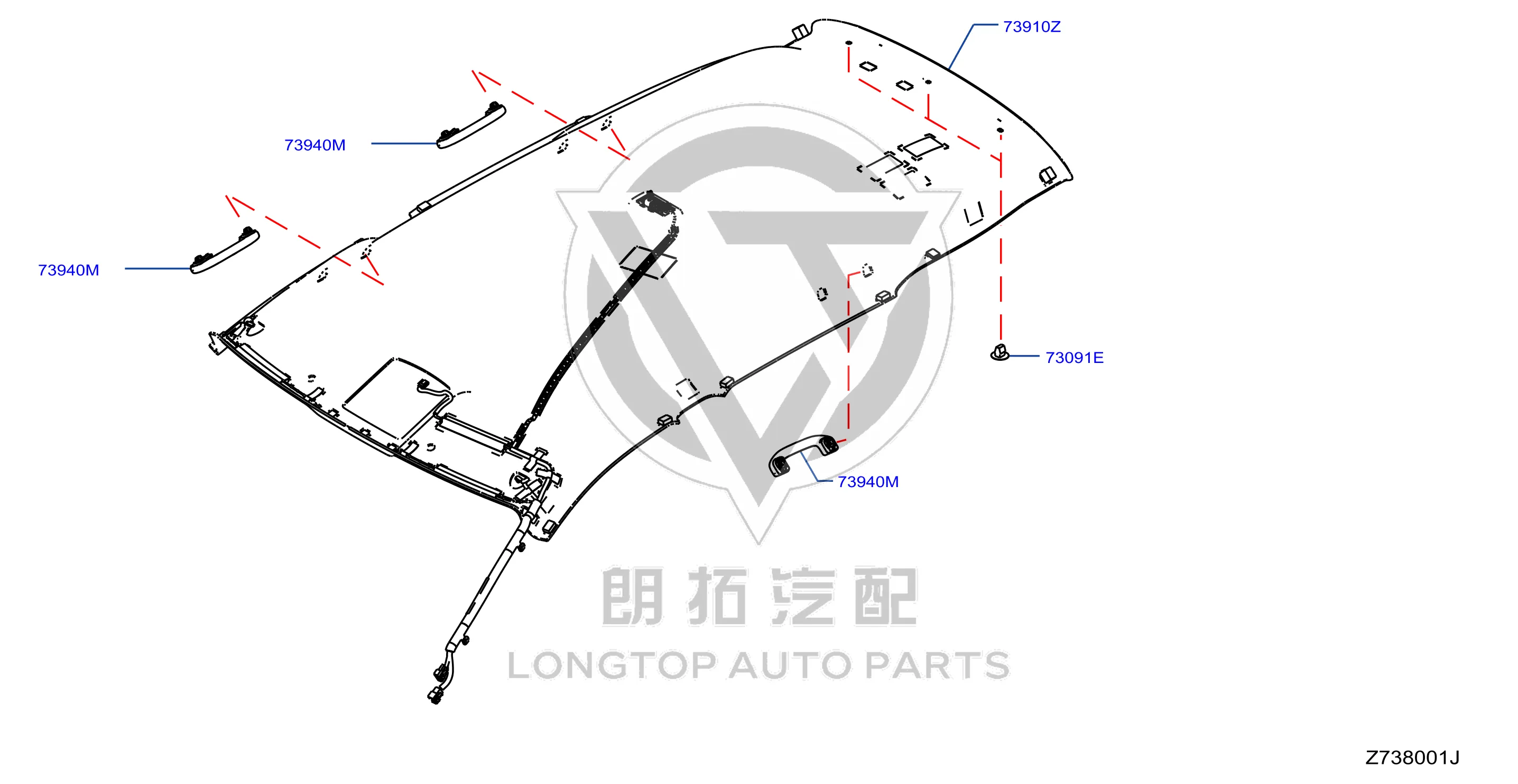 Roof Lining 73910-4CL1A 739104CL1A for Nissan