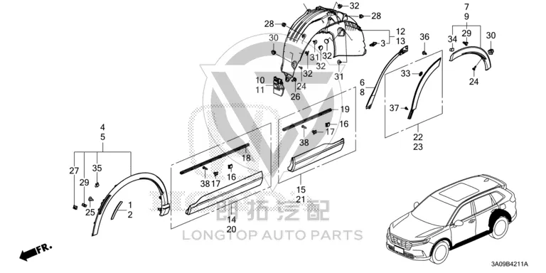 Front Wheel Trim Lamp Right 33800-3A0H0 338003A0H01 for Honda