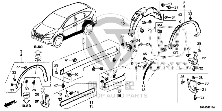 Rear Door Trim Panel 75313-T0A-A01 75313T0AA01 for Honda