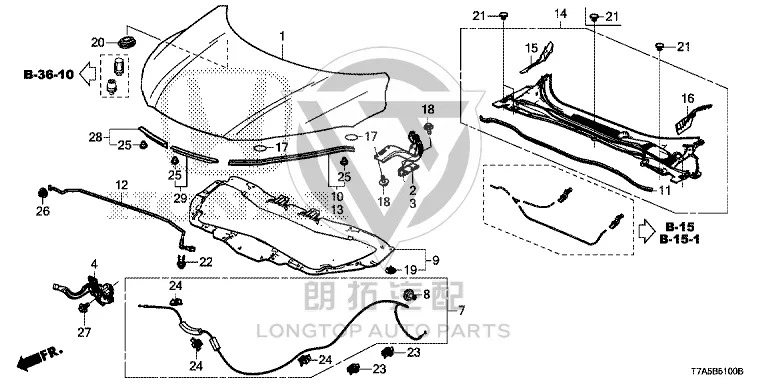 Front Hood Lock Assembly 74120-T7A-003 74120T7A003 for Honda