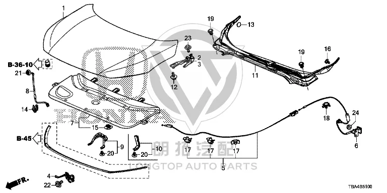 Front Hood Lock Assembly 74120-TBA-A01 74120TBAA01 for Honda