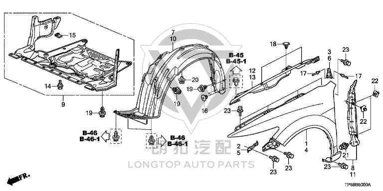 Front Fender Liner (Left) 74150-TL0G0 74150TL0G00 for Honda