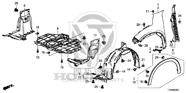 Engine Side Guard (Right) 74165-T7JH00 74165T7JH00 for Honda