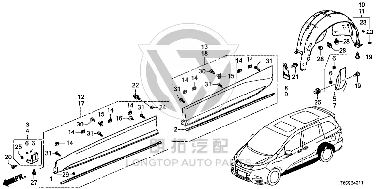 Bottom Large Side Wrap Angle 74410-T6DH0 74410T6DH0 for Honda