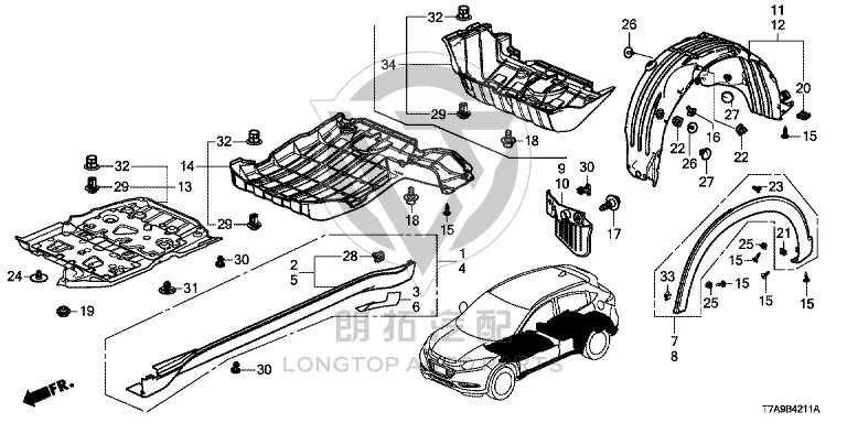 Chassis Lower Guard Plate (Front) 74640-T7JH0 74640T7JH01 for Honda