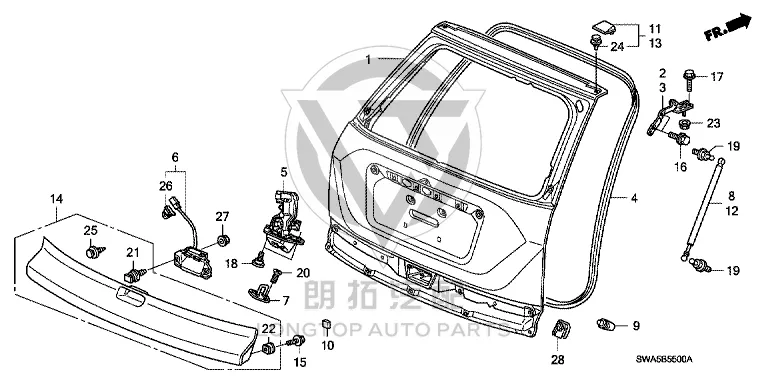 Tailgate Outer Trim Panel (Lower) 74895-SWAA0-1ZJ 74895SWAA01ZJ for Honda
