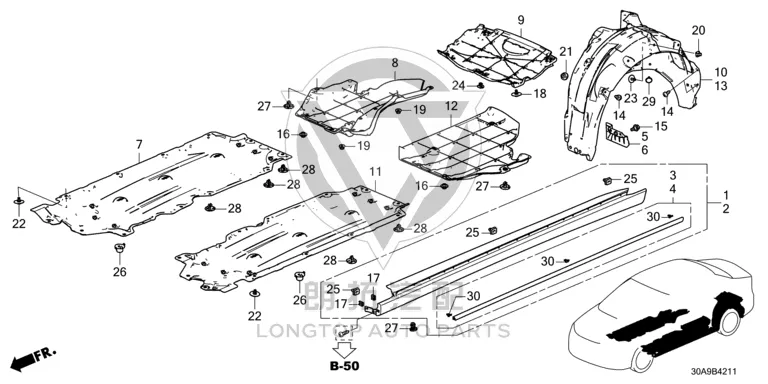 Underbody Guard (Front Left) 74561-TVEH-00 74561TVEH00 for Honda