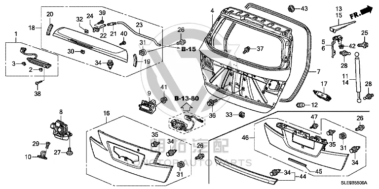 Tailgate Support Strut (Right) 74820-SLE-003 74820SLE003 for Honda