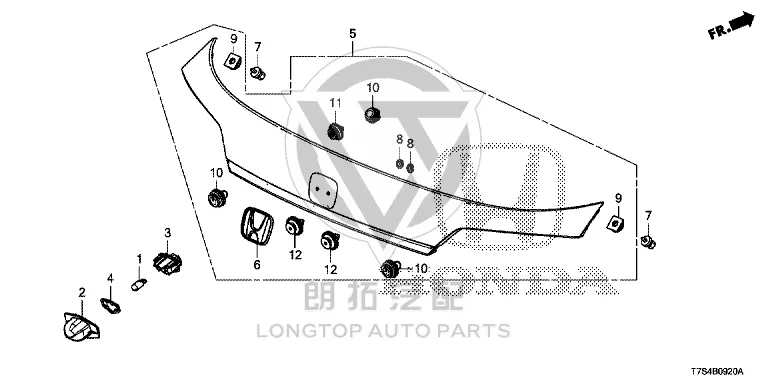Tailgate Trim Strip 74890-T7A-J11ZC 74890T7AJ11ZC for Honda