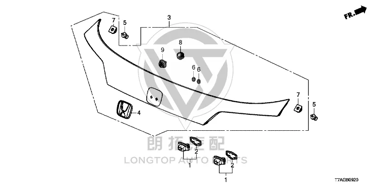 Tailgate Trim Strip 74890-T7A-J11ZL 74890T7AJ11ZL for Honda
