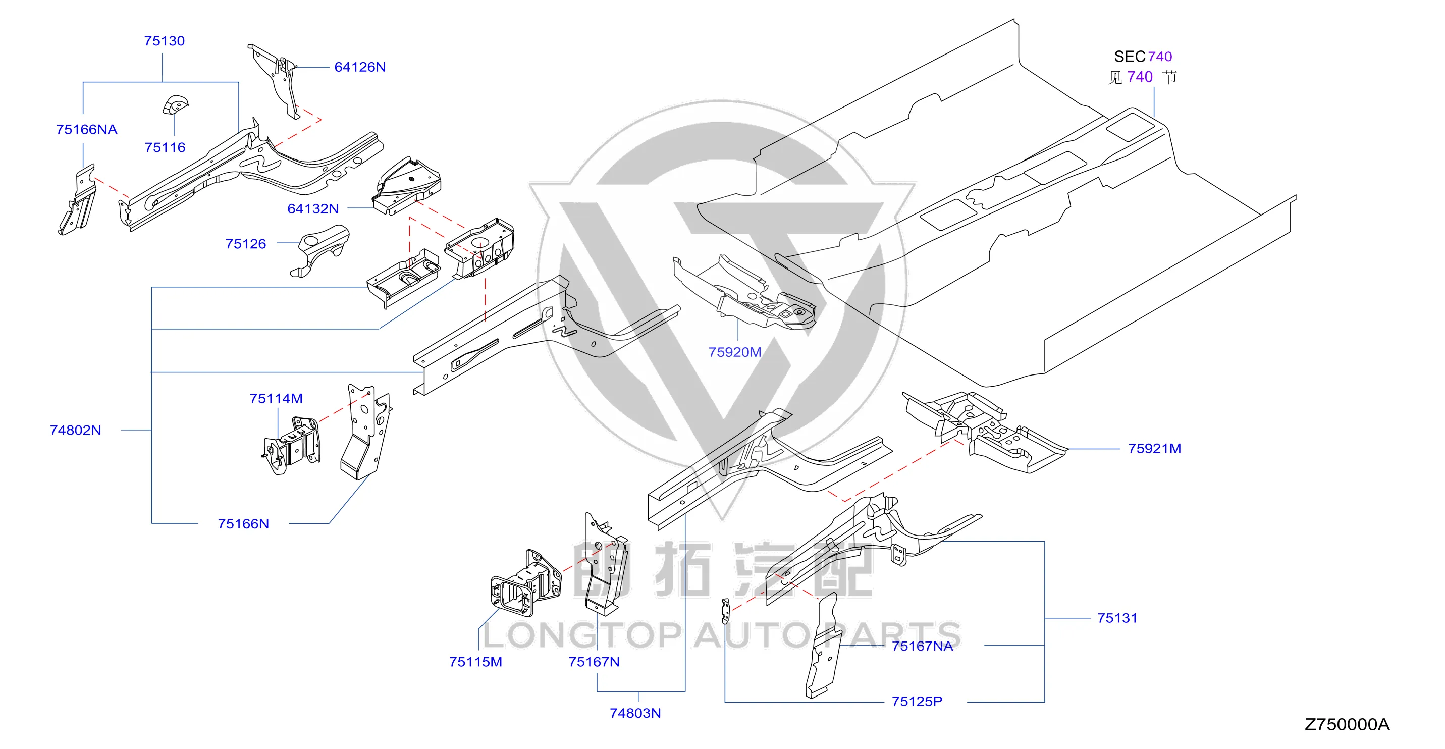 Front Longitudinal Beam Bracket (Right) 751F0-ED530 751F0ED530 for Nissan