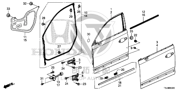 Front Door Trim (Right) 75302-T6LH01 75302T6LH01 for Honda