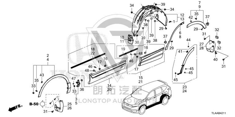 Rear Door Trim Panel 75313-TLAA0 75313TLAA01 for Honda