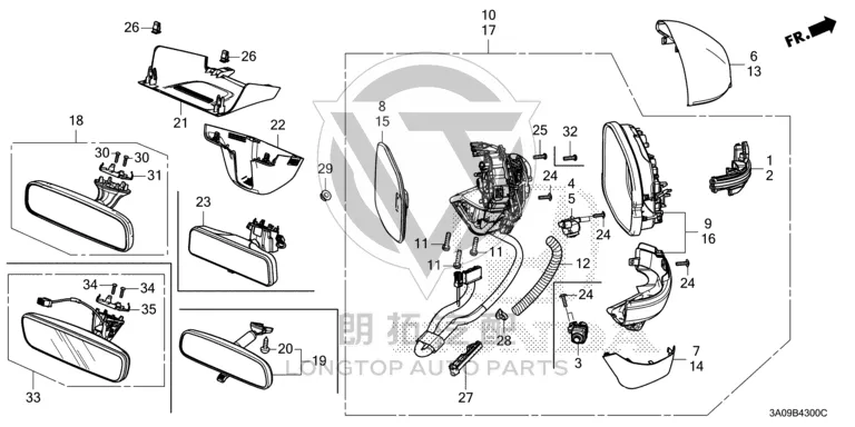 Rearview Mirror Housing Left 76251-3M0T0 762513M0T0 for Honda