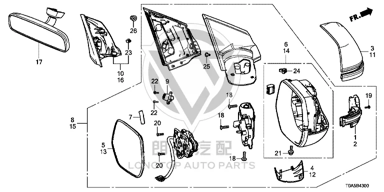 Reverse Mirror Housing (Right) 76201-T0AU0 76201T0AU0 for Honda