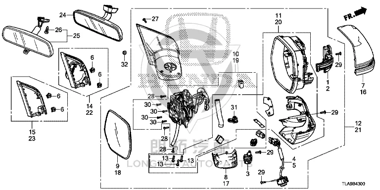Rear Mirror Half Assembly 76208-TLYH0 76208TLYH01 for Honda
