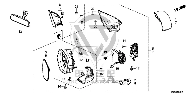Rear Mirror Half Assembly (Left) 76258-TC4-H22 76258TC4H22 for Honda