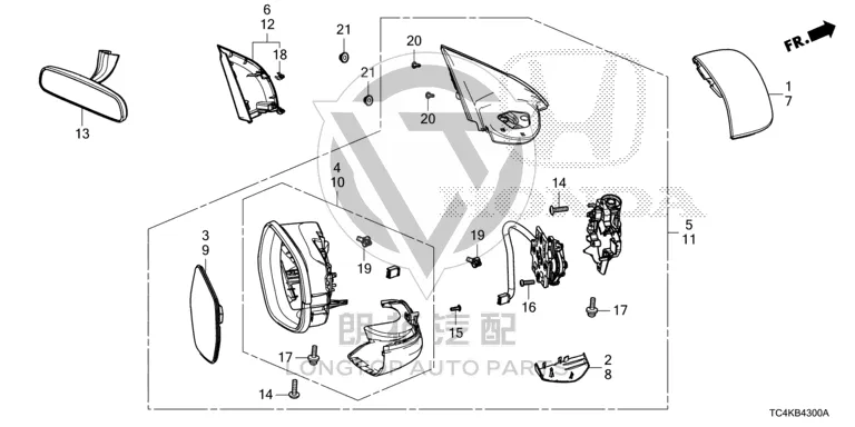 Rear Mirror Half Assembly 76258-TC4H23 76258TC4H23 for Honda