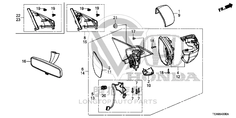 Outer Rearview Mirror Housing Right 76201-TBAA2 76201TBAA2 for Honda