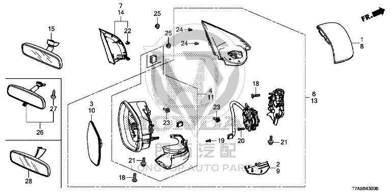 Rearview Mirror Housing (Left) 76251-T7JH0 76251T7JH0 for Honda