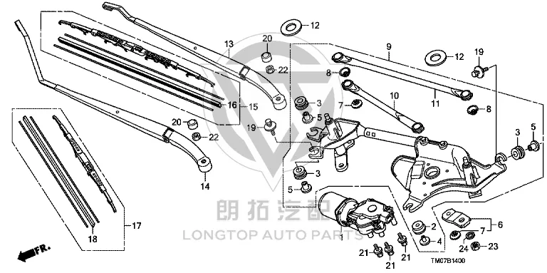 Front windshield wiper motor 76505-TM0-Y01 76505TM0Y01 for Honda