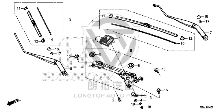 Front windshield wiper blade (left) 76622-TDKJ0 76622TDKJ0 for Honda