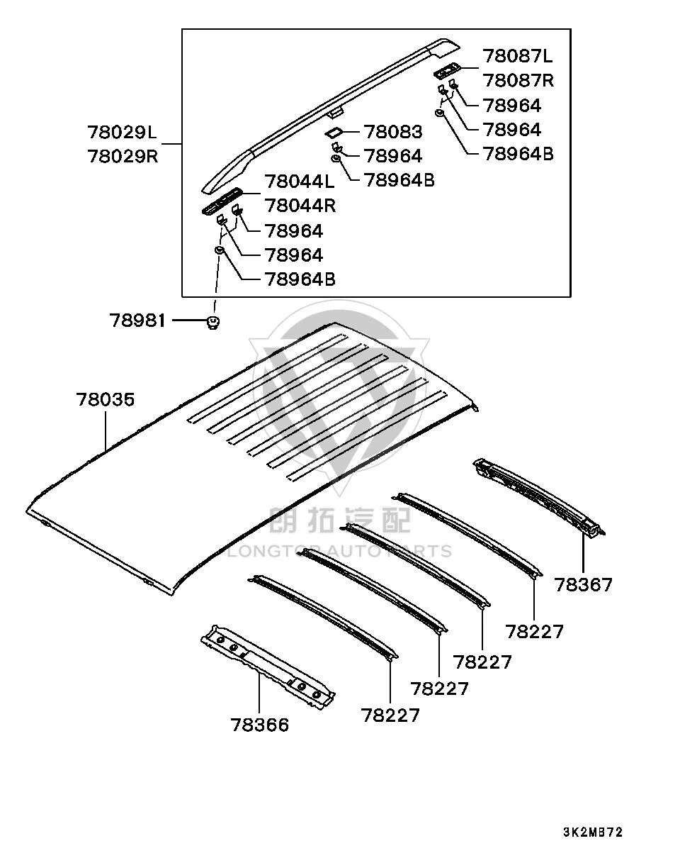 Roof Outer Panel MR485-90404 MR485904 for Mitsubishi V97W